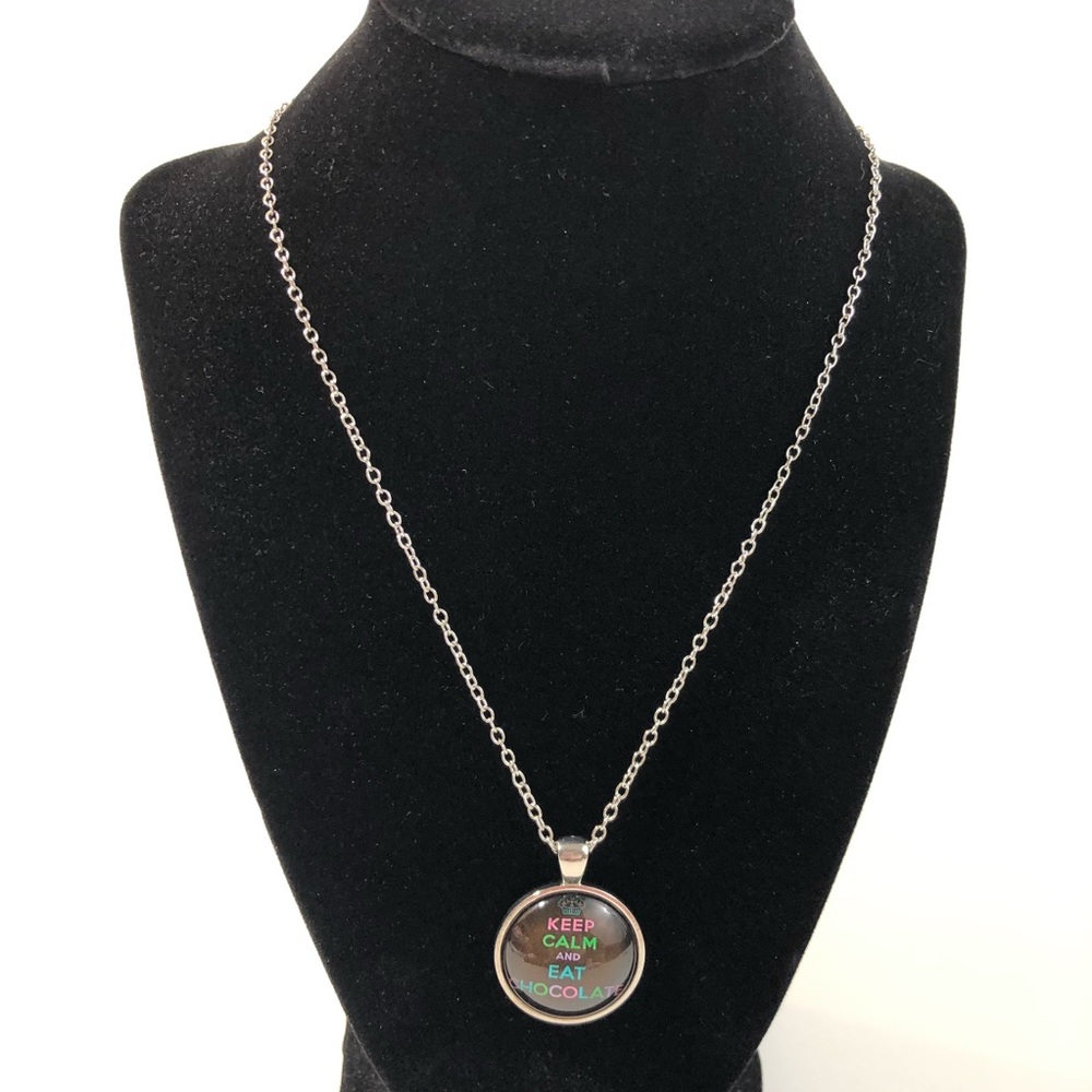 “Keep Calm and Eat Chocolate” Cabochon Necklace - Picture 8 of 8